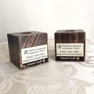 NWT Colonial Candle Soapstone Collection Tealight/Taper Candle Holders Set of 2